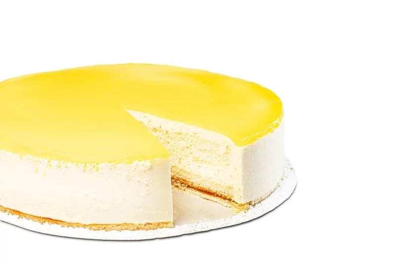 Cheesecake with a fruit glaze, sliced